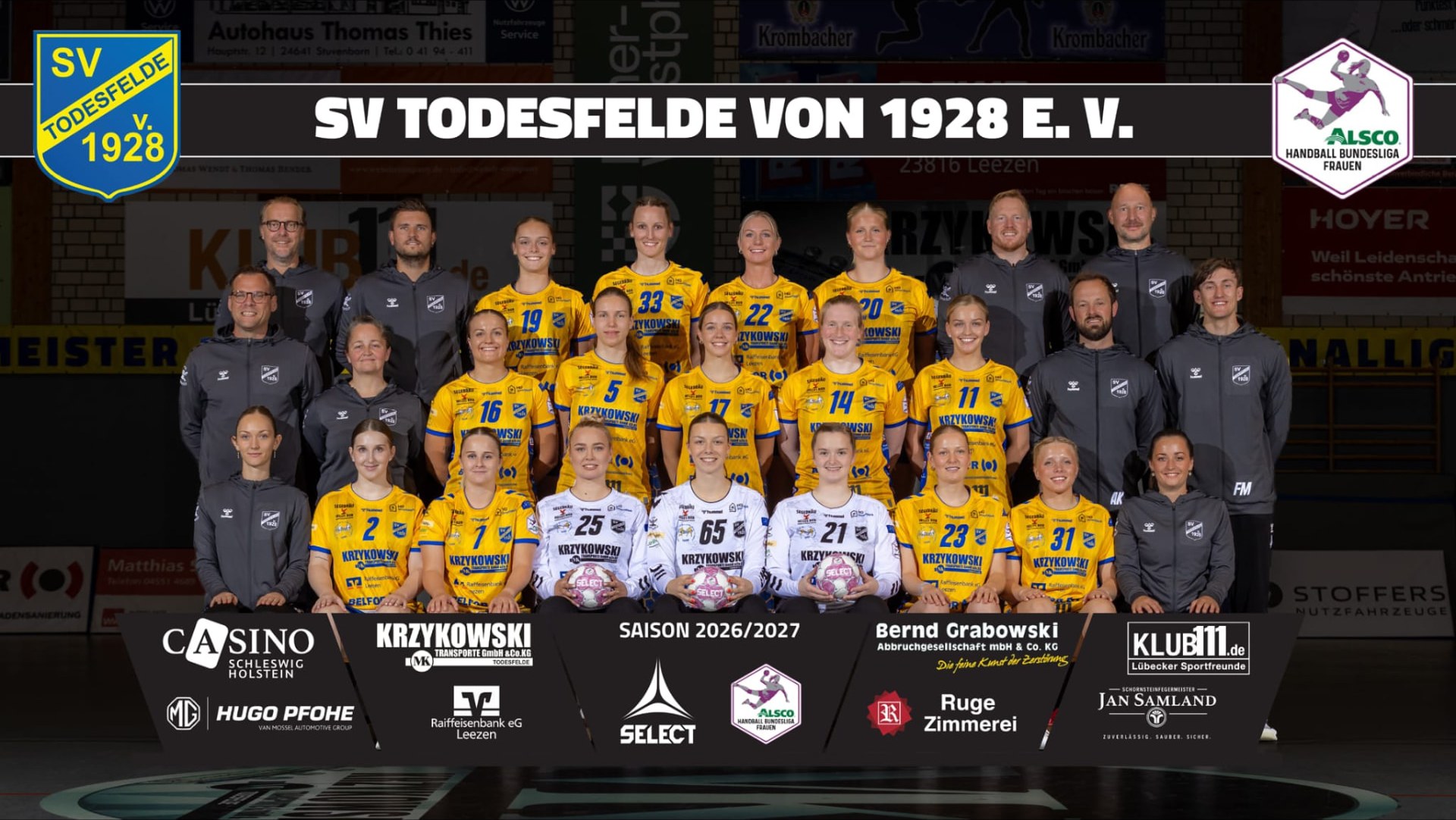 Mannschaftsfoto der 1. Frauen des SV Todesfelde, Saison 2026/2027